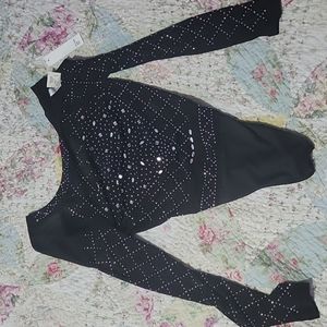 Rhinestone Black Bodysuit